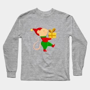 Cute Santa helper in Christmas elf costume. Long Sleeve T-Shirt